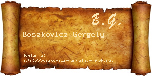 Boszkovicz Gergely névjegykártya